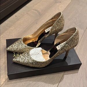 Badgley Mischka Daisy Gold Glitter Heels